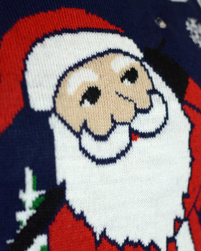 Women's LED Christmas Sweater with Golf Santa
