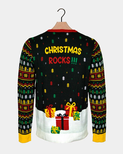 Women's LED Christmas Sweater featuring Rocker Santa