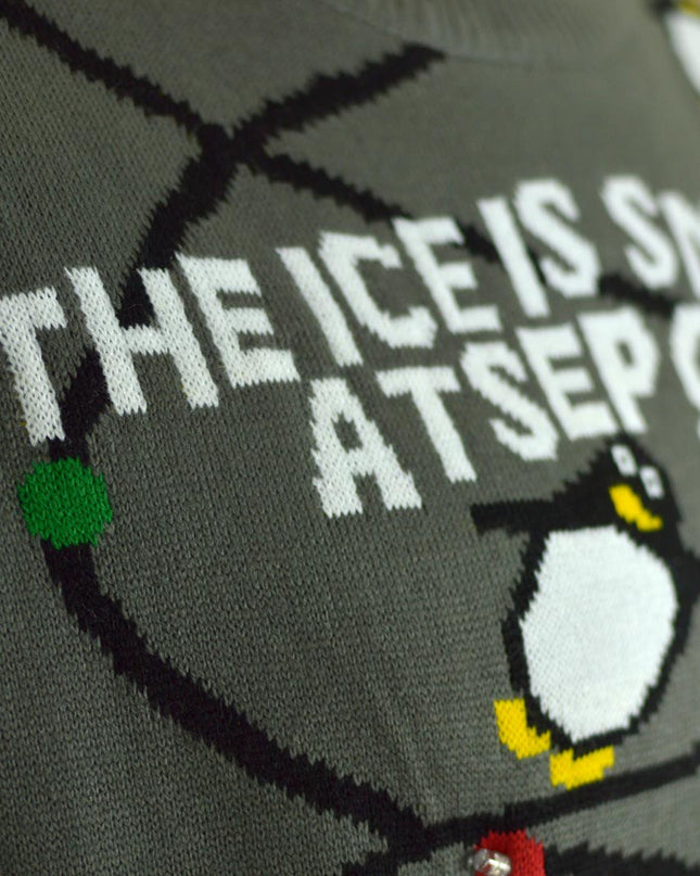 LED Christmas Sweater for Family with Gray Penguins