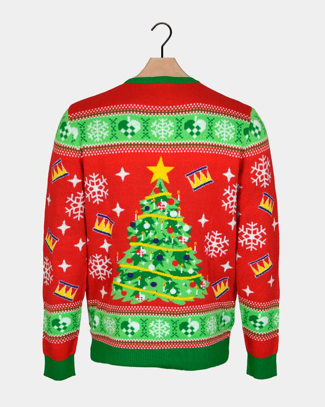 Women's Red LED Christmas Sweater with Christmas Tree