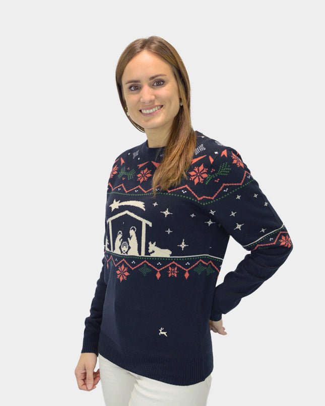 Nativity Scene Christmas Sweater for Women