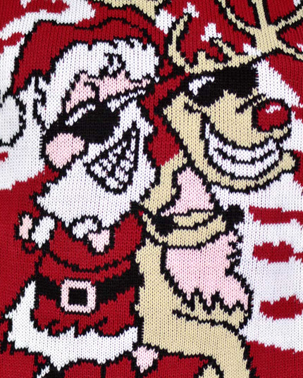 Christmas Sweater with Santa and Reindeer in Sunglasses
