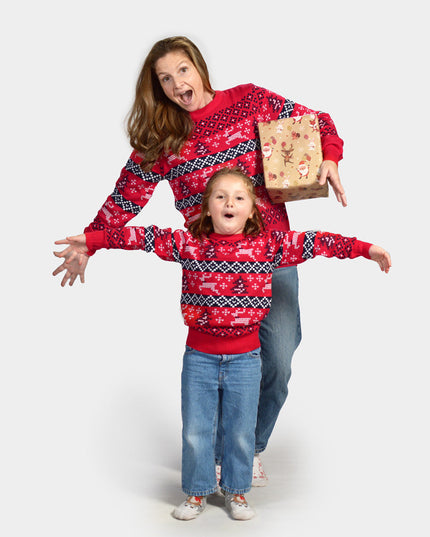 Rød Canada Familie Juletrøje