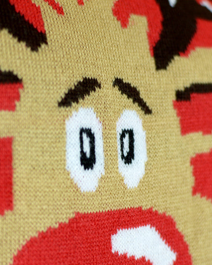 Julesweater til kvinder med rensdyr og økologisk bomulds-scarf