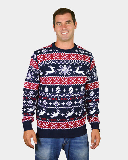 Christmas Sweater for Men with Reindeer and Patterns