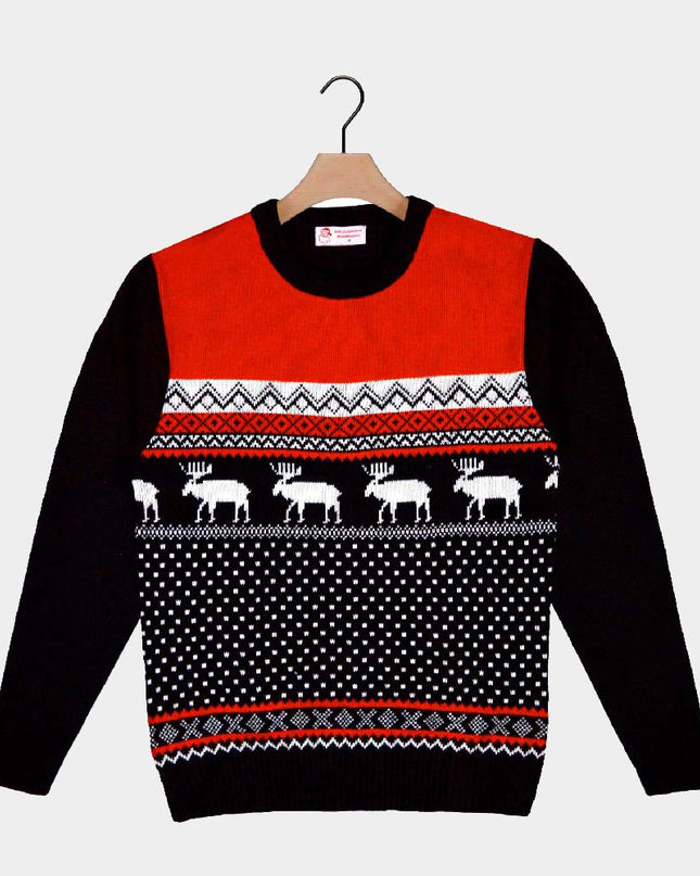 Red and Black Reindeer Christmas Sweater 2023