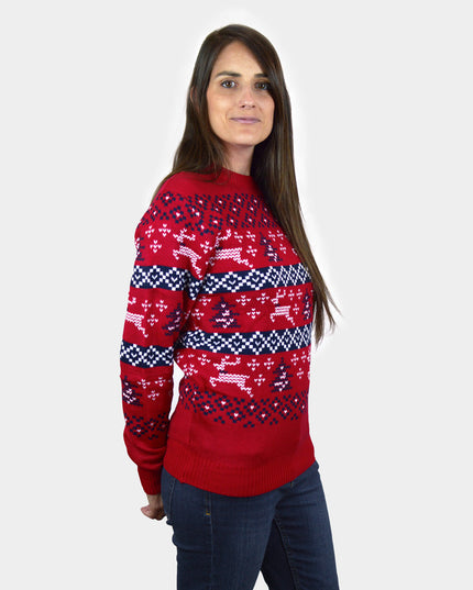 Jersey Rojo de Navidad para Mujeres con Tema de Canadá
