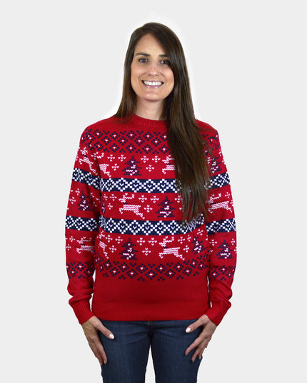 Jersey Rojo de Navidad para Mujeres con Tema de Canadá