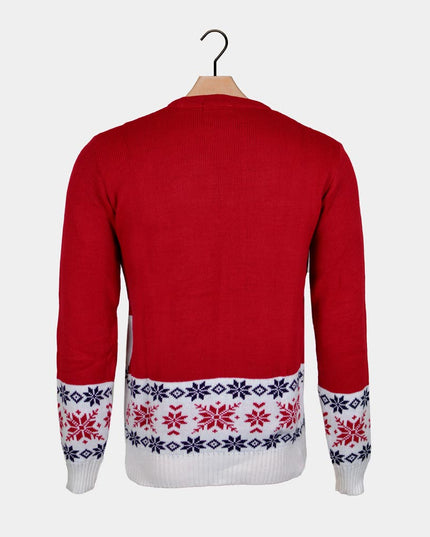 Jersey navideño rojo para parejas con renos patinando