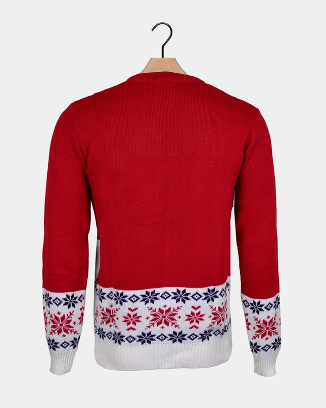 Rød Sweater med Skøjtende Rensdyr Par