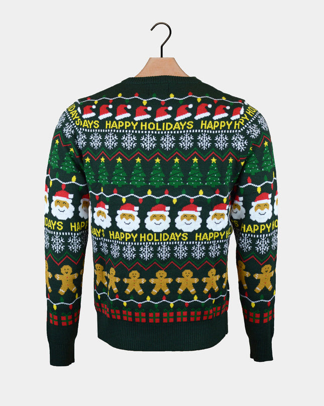 Men's Green "Happy Holidays" Christmas Sweater
