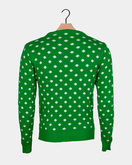 Jersey de Navidad para Hombres Verde Reno con Sombrero de Navidad 3D