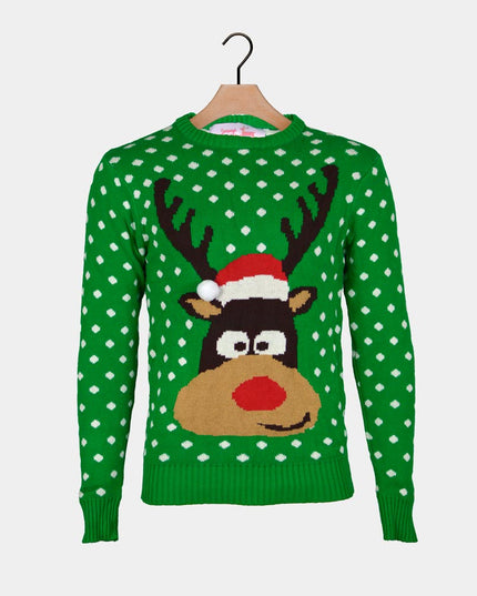 Jersey navideño 3D verde con renos para parejas