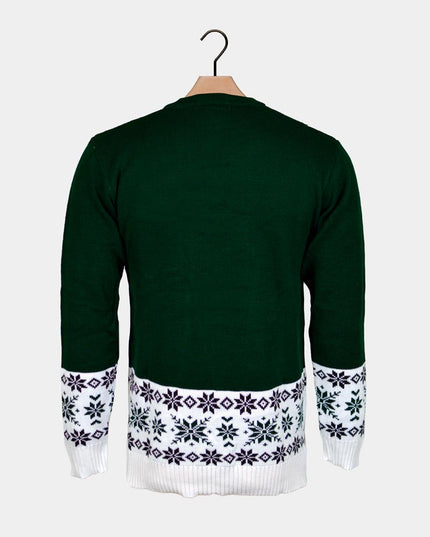 Jersey navideño verde para parejas con renos patinando