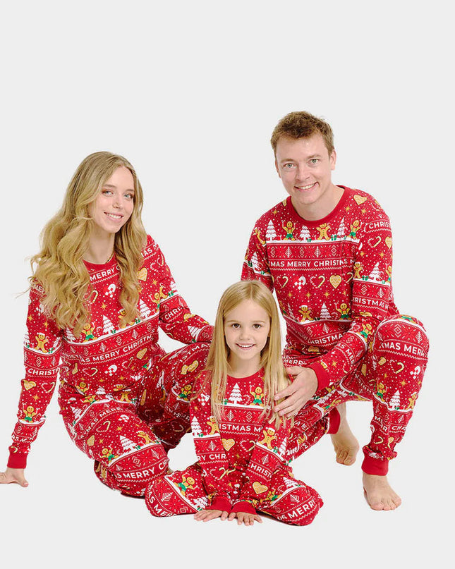 Kids Red Christmas Pajamas with Cookies