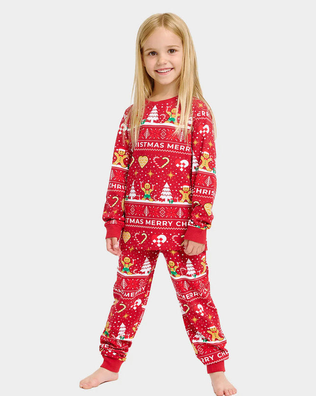 Kids Red Christmas Pajamas with Cookies