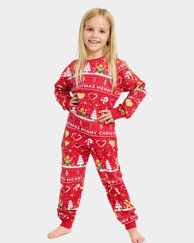 Kids Red Christmas Pajamas with Cookies
