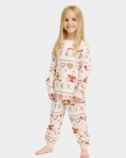 Kids' Beige Christmas Pajamas with Cookies