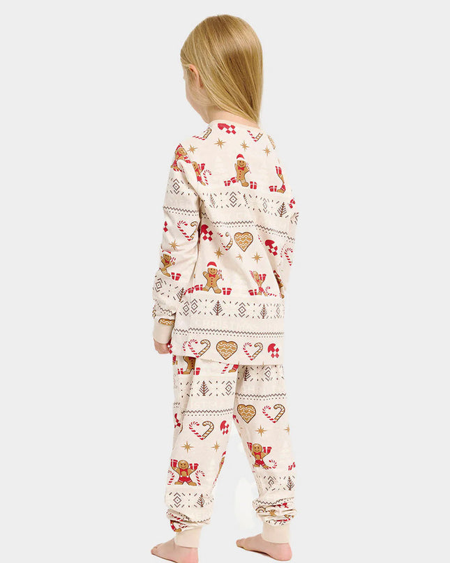 Kids' Beige Christmas Pajamas with Cookies