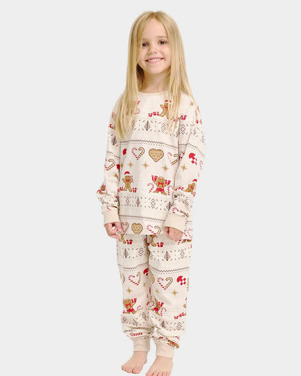 Kids' Beige Christmas Pajamas with Cookies