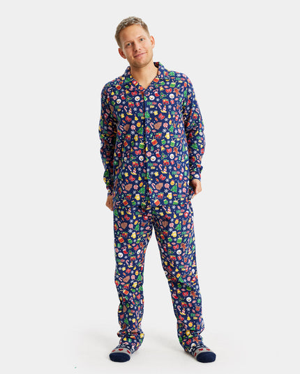 Blue Christmas Pajamas for Kids with Holiday Patterns