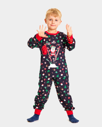 Kids Christmas Pajamas Featuring Skiing Santa