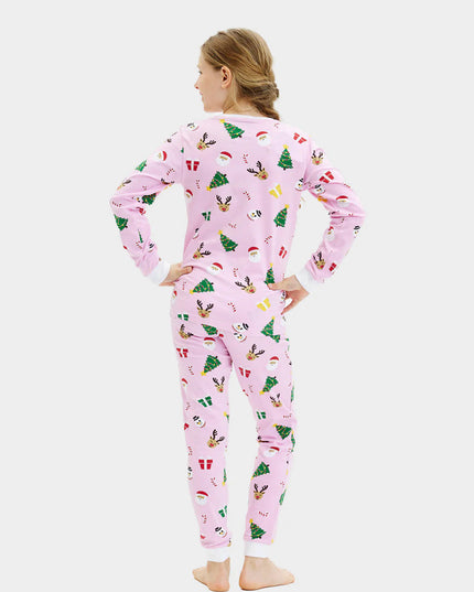 Kids' Pink Christmas Pajamas with Holiday Patterns