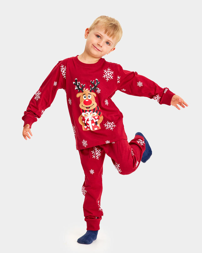 Kids' Red Pajamas with Rudolph the Reindeer