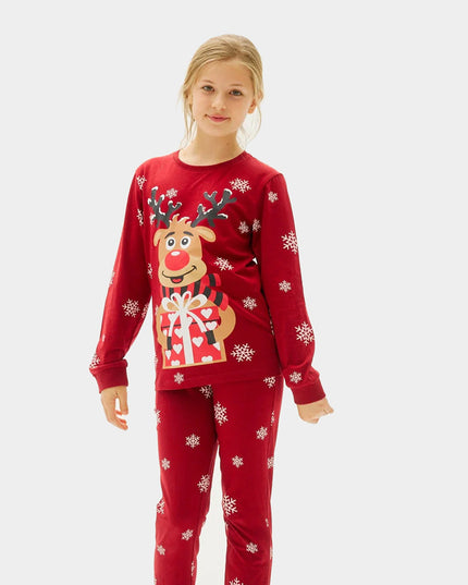 Kids' Red Pajamas with Rudolph the Reindeer