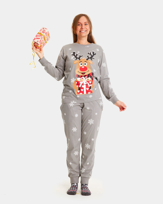 Family Christmas Pajamas in Gray with Rudolph the Reindeer