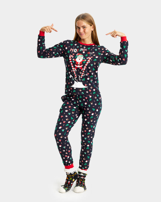 Family Christmas Pajamas with Santa Skier