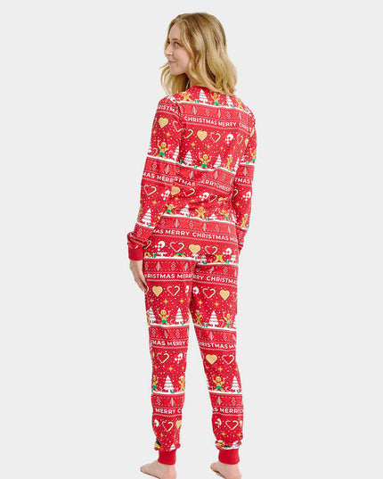 Unisex Adult Red Christmas Pajamas with Cookies