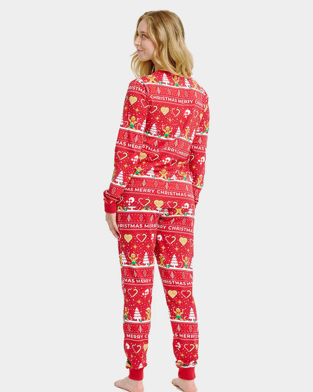 Unisex Adult Red Christmas Pajamas with Cookies