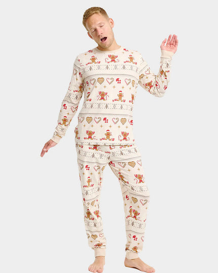 Unisex Beige Christmas Pajamas with Cookies