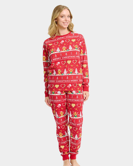 Unisex Adult Red Christmas Pajamas with Cookies