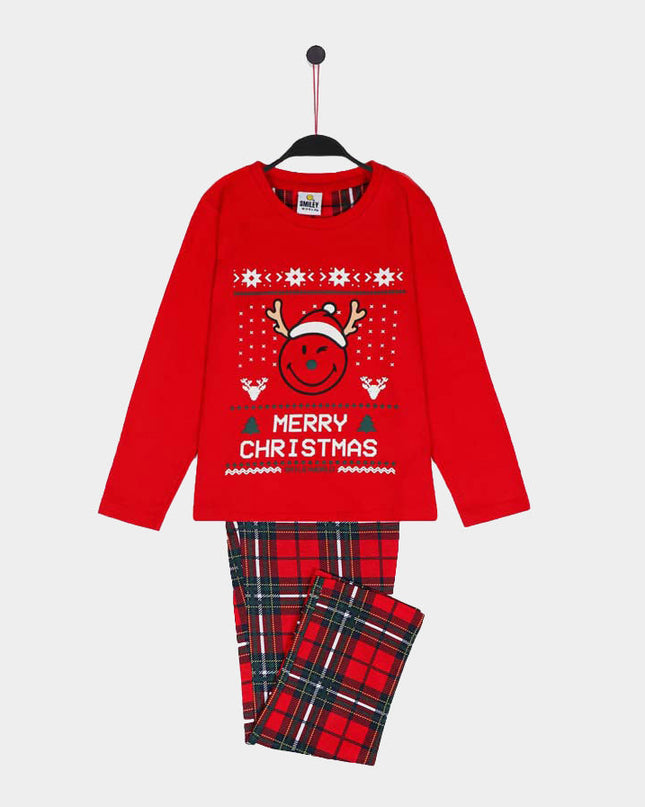Red Christmas Pajamas with Smile for Girls