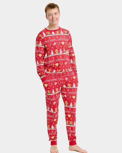 Unisex Adult Red Christmas Pajamas with Cookies