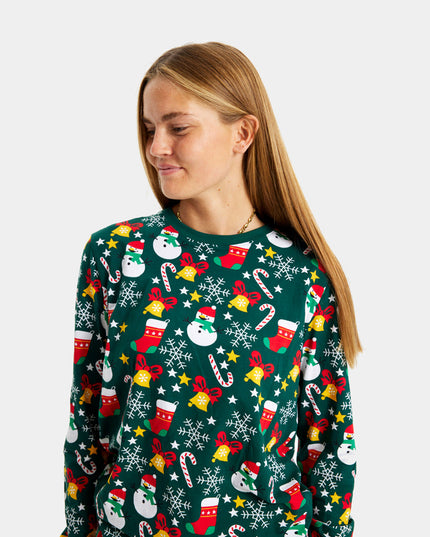 Green Unisex Christmas Pajamas for Adults with Holiday Patterns