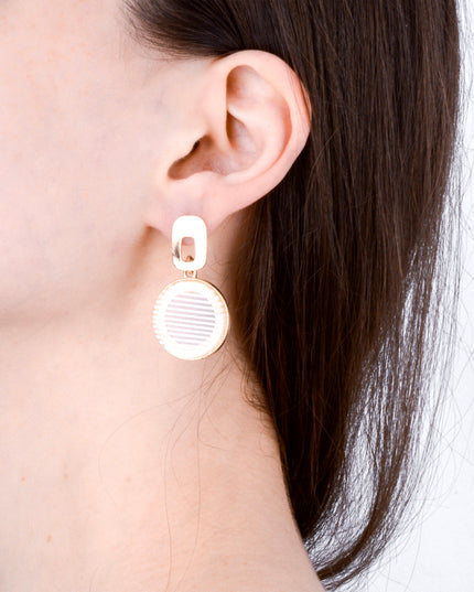 Beige Striped Earrings