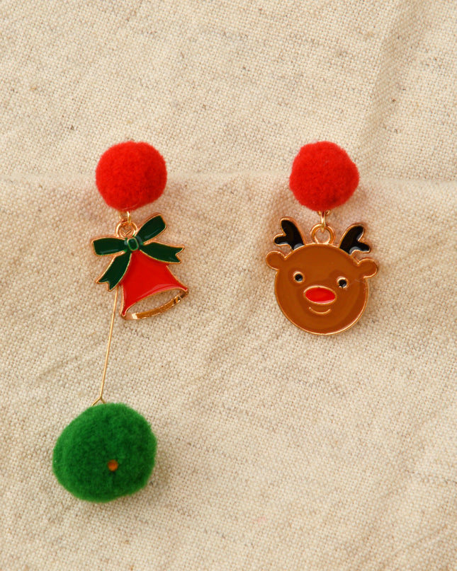 Christmas Earrings - Rudolf and Bell Design