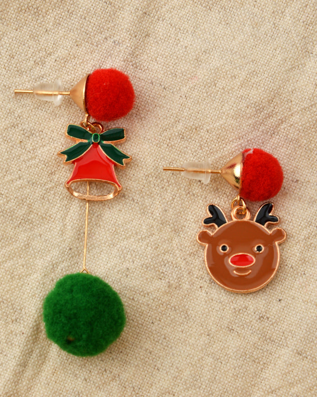 Christmas Earrings - Rudolf and Bell Design