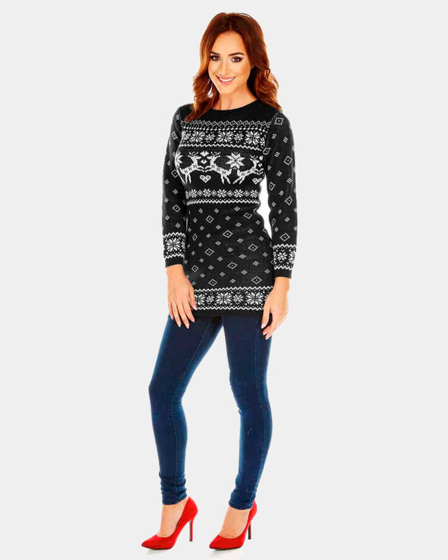 Sort julekjole med rensdyr