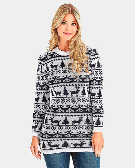 Christmas Dress with Reindeer, Trees, and Snow