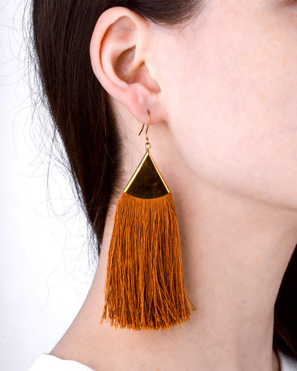 Fringe Earrings - Brown Christmas Accessory