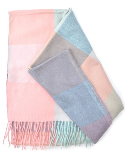 Mint-Pink Plaid Scarf