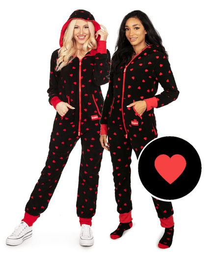 Matching Hearts on Fire Couples Jumpsuits