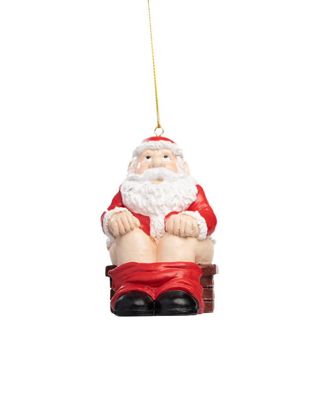 Santa der tisser ned i skorstenen figur