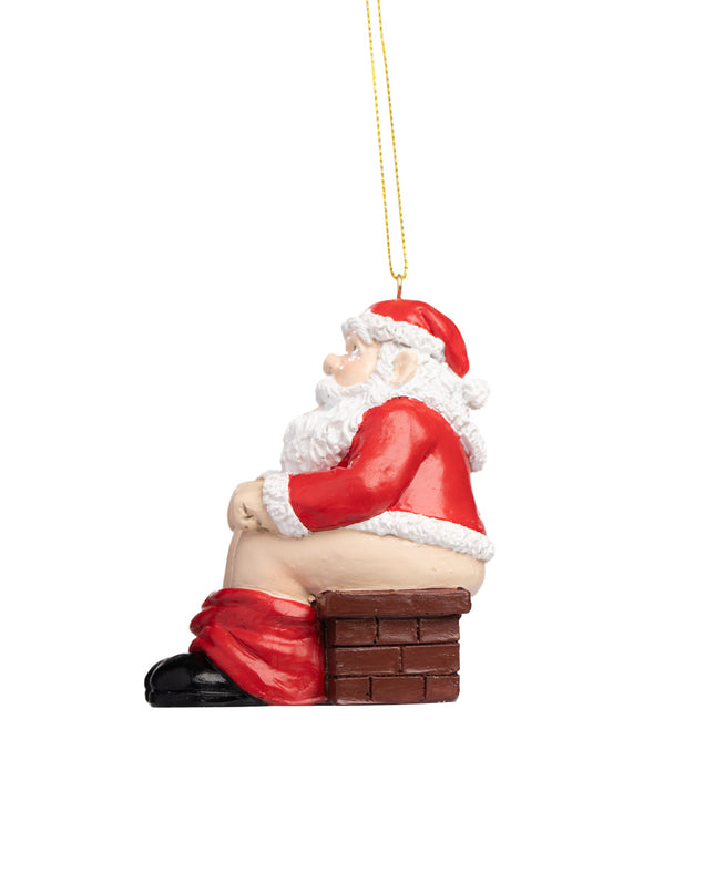 Santa der tisser ned i skorstenen figur