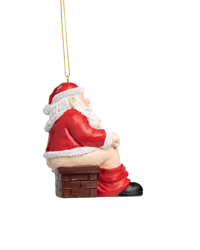 Santa der tisser ned i skorstenen figur