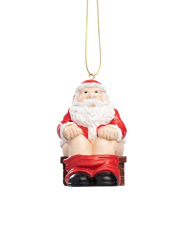 Santa der tisser ned i skorstenen figur